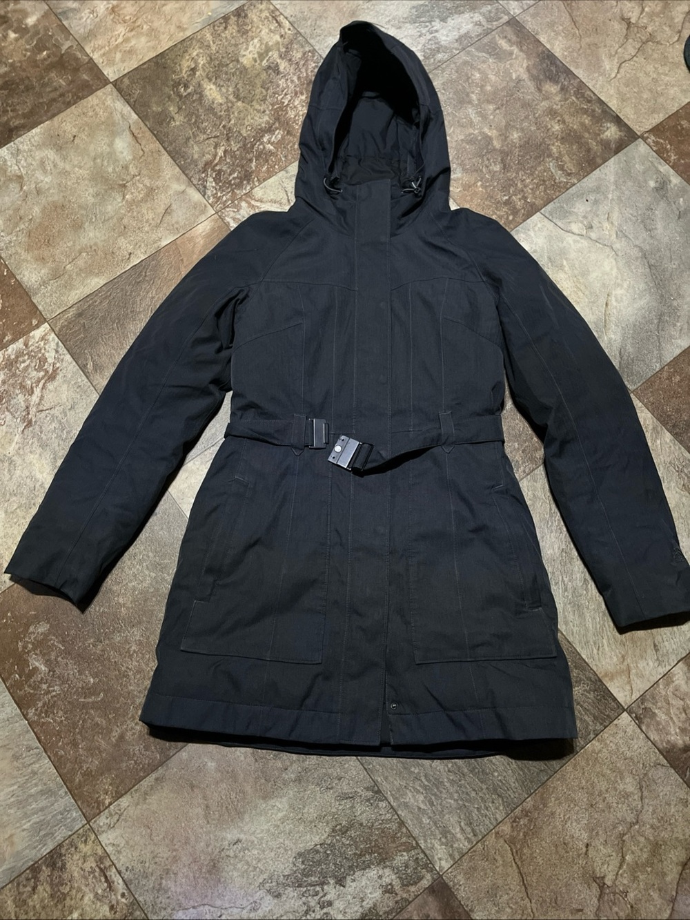 North face Women's Hooded Belted Winter Coat - Black